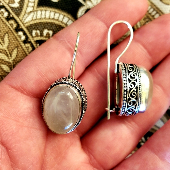 New Rose Quartz 925 Silver Earrings. - Picture 14 of 16